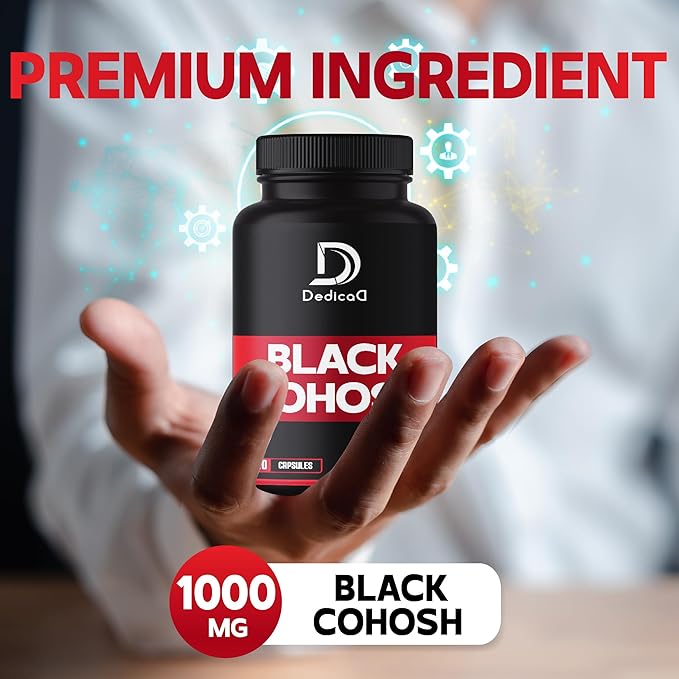 DEDICAD 1000mg Black Cohosh for Menopause Hot Flashes - 240 Capsules for 4-Month Supply - Support for Body Management, Women's Health & Immune System
