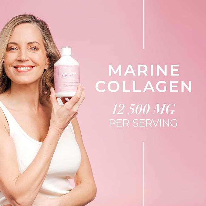 Swedish Collagen Deluxe | 12,500 mg Hydrolyzed Marine Collagen Liquid Supplement - 3 x 500 ml (1,500 ml in Total), 60 Day Supply | Hyaluronic Acid, Biotin & Vitamin C for Hair, Skin, Nails & Joints