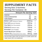 Mullein Gummies, 2000mg Organic Mullein Leaf Extract with Quercetin, Bromelain & Vitamin D3, Mullein Leaf Extract for Respiratory, Natural Lung Cleanse, Improve Appetite, Vegan, Non-GMO, 2 Pack