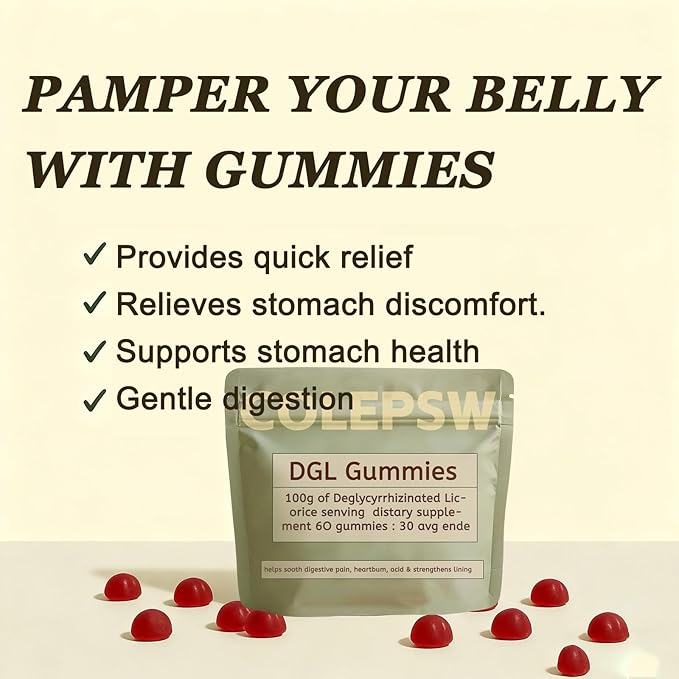 DGL Gummies | Licorice Root Extract, 400mg DGL | Supports Digestive Health | Vegan and Gluten-Free | Delicious Berry Flavor, 60 Gummies (1)