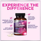 Multi Collagen Peptides Complex - Advanced Hydrolyzed Collagen Supplement Pills with Type I, II, III, V & X - Hair, Skin, Nail & Joint Support Supplement for Women & Men - USA Bottled - 60 Capsules
