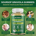 Soursop Graviola Gummies - 2000mg Extra Strength Soursop Leaves Extract, Vitamin C, Zinc & Whole Natural Food for Immunity, Vegan, 60 Gummies