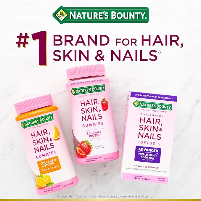 Nature's Bounty Biotin 10000mcg Supplement, Supports Healthy Hair, Skin and Nails, Optimal Solutions Hair Vitamin with Biotin Rapid Release Liquid, 90 Softgels (Pack of 3)