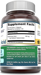 Amazing Formulas Hyaluronic Acid 100 Mg Supplement | Capsules | Non-GMO | Gluten-Free | Made in USA (1 Pack | 120 Count)