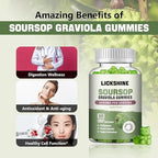 lickshine 2 Pack Soursop Graviola Gummies - 3000mg Extra Strength Soursop Leaves Supplement with Vitamin C, Zinc - Digestive Aid, Immune Support & Antioxidant - Sugar-Free, Non-GMO, Vegan, 120 Counts