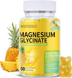 Magnesium Glycinate Gummies 1000mg - Sugar-Free Magnesium Potassium Supplement with Vitamin D, B6, CoQ10 for Adults & Kids,High Absorption for Calm Mood & Sleep Support - 60 Pineapple Gummies