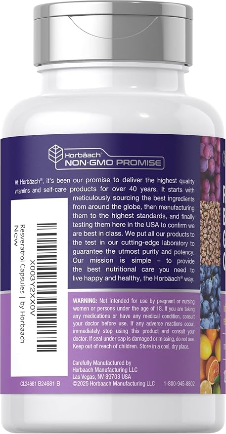 Horbäach Resveratrol Berberine Grape Seed & Quercetin | with Blueberry & Red Wine Extract | 120 Capsules | Non-GMO, Gluten Free & Vegetarian Supplement