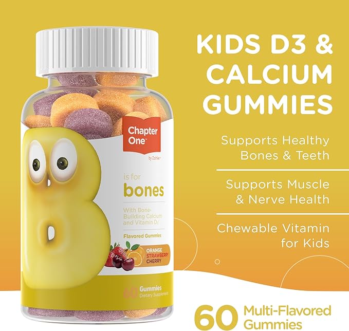 Zahler Yummy Kids Calcium Gummies - Kids Calcium Vitamin D Gummies - Non-GMO Gluten Free 250mg Calcium Supplement with Vitamin D3 - Support Strong Bones & Teeth in Toddlers and Children (60 Count)