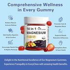 Magnesium 14-in-1 Complex Gummies with Ashwagandha & L-Theanine, Zinc | Deep Clamly Magnesium Glycinate Gummies, Stress Relief & Calm Support Formula | Vegan, Sugar-Free Supplement, 90 Count