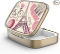 Pill Case Pill Box with Mirror Retro 2 Compartment Small Pill Case for Purse or Pocket Bronze Rectangular Pill Box or Vitamins, Fish Oil, Supplements, Pill Containe Travel Gifts（Paris Eiffel Tower）