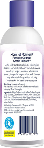 Monistat Gentle-Balance Feminine Cleanser for Women, Feminine Wash with Lactic Acid and Oatmeal Extract, Fragrance-Free, pH Balanced, 10 Fl Oz