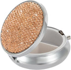 Small Pill Organizer,Birth Control Pill Case,Medicine Container,Round Pillbox Holders,Compact Pill Organizer(Champagne)