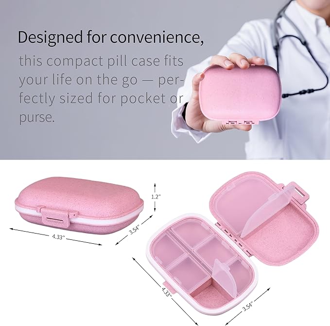 iouwei Daily Pill Container with Medicine Labels - 7 Day Mini Medication Organizer (Blue, 161 Labels)