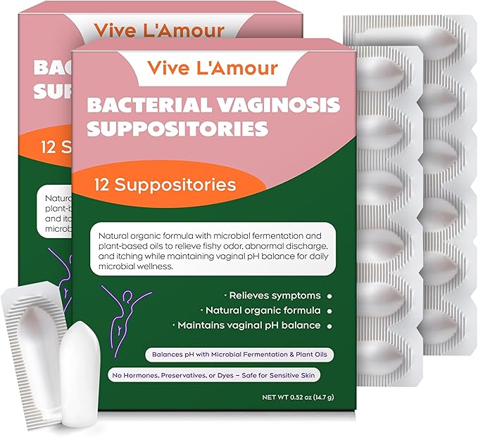 Vive L'Amour Vaginal Suppositories 2-Pack | 24 Inserts for Ongoing Feminine Balance & Odor Support | Relieves BV Symptoms: Fishy Odor, Itching & Discharge | Natural Plant-Based Formula