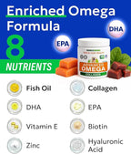 BARK&SPARK Advanced Omega-3 Collagen for Dogs - 180 Salmon & Fish Oil Treats for Dog Shedding, Skin Allergy Chews, Itch Relief, Hot Spots Treatment - Joints, Skin & Coat Supplement,EPA&DHA Fatty Acids
