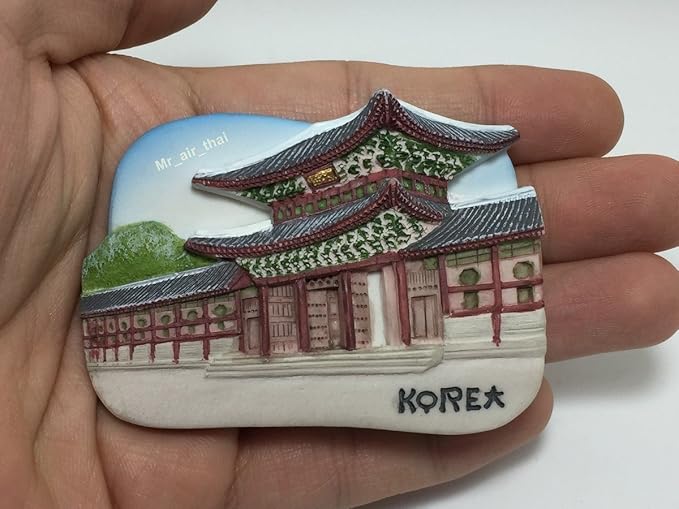WitnyStore Tiny 2¾" Gyeongbokgung Palace Seoul South Korea - Miniature Hand Made Resin 3D Asia Landmark Tourist Attractions Decorative Refrigerator Fridge Magnets Collectible Traveler Souvenirs Gifts