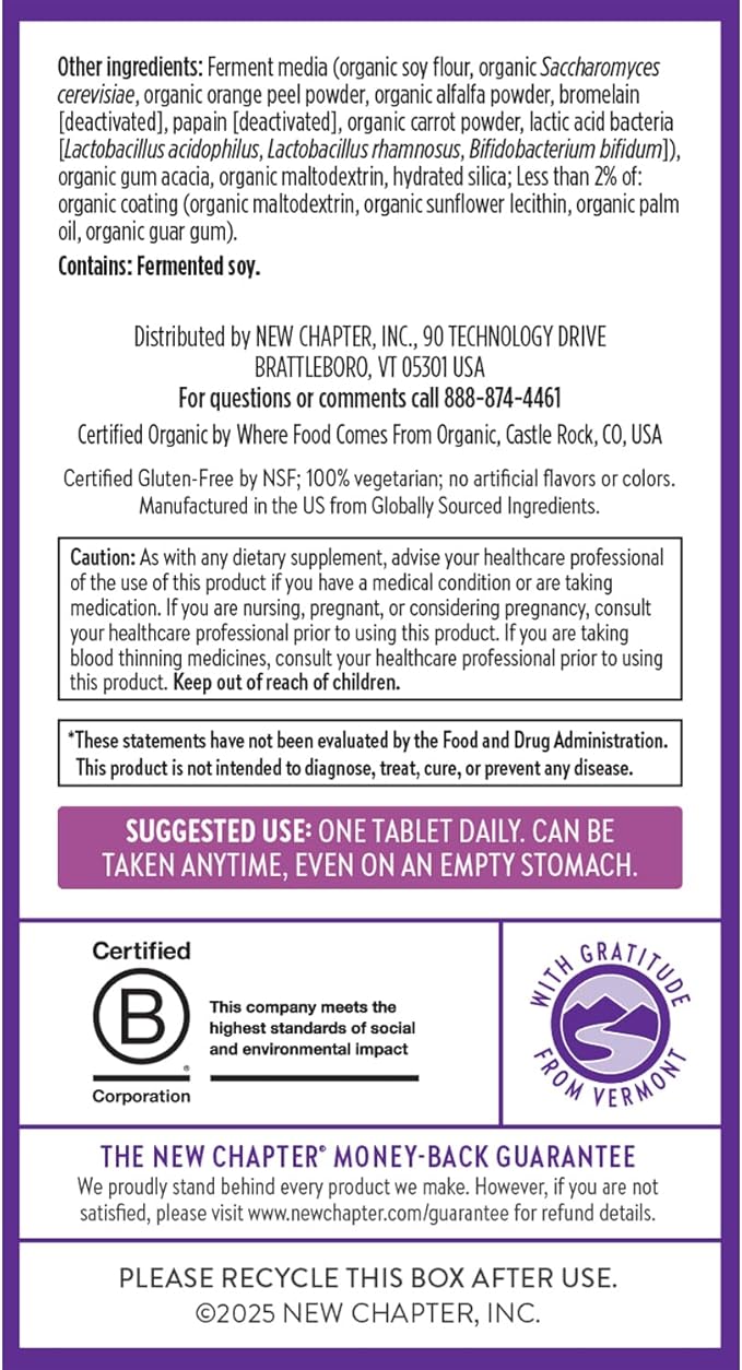 New Chapter Women’s Multivitamin 40+, Extra B6 & B12, Biotin for Hair Growth, D3, VIT C, Zinc for Immune & Stress Support, Gentle on an Empty Stomach, Non-GMO, Gluten-Free, 96 Tablets, (Pack of 2)