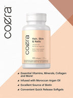 Coera Hair, Skin and Nails Vitamins with Collagen, Biotin & Moroccan Argan Oil | 165 Softgels | Non-GMO & Gluten Free Supplement for Men and Women