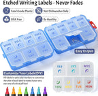 NEW Foldable & Double Protection Portable Weekly Pill Organizer 2 Times A Day with Etched Labels, AM PM 7 Day Week Medicine Box, Daily Travel Pill Case Dispenser for Vitamin, Supplement - Clear Blue