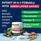 STRELLALAB Advanced Glucosamine Hip & Joint Supplement for Senior Dogs - Green Lipped Mussel & Collagen - Hip & Joint Pain Relief - Large & Small Breed - Joint Health - Bacon - 240 Chews