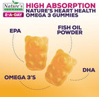 Omega 3 Fish Oil Gummies, Heart Healthy Omega 3 Gummy Supplement with High Absorption DHA & EPA, Extra Strength Joint & Brain Support, Delicious Orange Flavor Fish Oil Nature's Vitamin - 60 Gummies