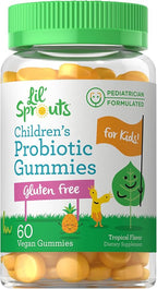 Carlyle Probiotics for Kids | 60 Gummies | Tropical Flavor | Vegan, Non-GMO & Gluten Free Supplement | by Lil' Sprouts