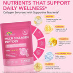 Multi Collagen Peptides Powder, 1 lb Unflavored Hydrolyzed Collagen Types I, II, III, V, X，16 oz (41 Servings)-Hyaluronic Acid Power,Grass Fed Collagen Supplements for Women and Men, Non GMO