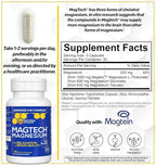 Natural Stacks MagTech Magtein Magnesium L-Threonate, Glycinate & Taurate 200mg Chelated Magnesium Complex Supplement for Relaxation & Brain Health 90 Capsules
