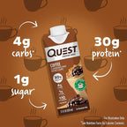 Quest Nutrition Ready to Drink Coffee Protein Shake, 30g Protein, 4g Carb, 1g Sugar, Gluten Free, Keto Friendly, 4 Count (Pack of 6)