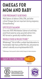 New Chapter Wholemega for Moms Fish Oil Supplement, Tiny Capsules, 2000mg per Serving, Prenatal DHA with Omega-3 + Vitamin D3 for Prenatal & Postnatal Support, 500mg Each - 180 Count