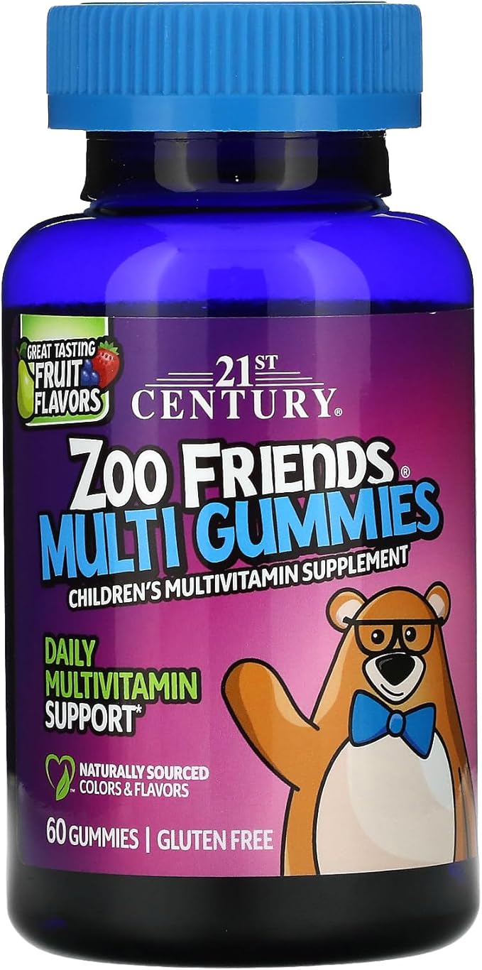 21st Century Zoo Friends Multi Gummies, Fruit 60 Count