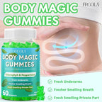 Body Magic Gummies, Chlorophyll Supplement with Peppermint & Chlorella - 60 Gummies, Lychee Flavor, Plant-Based Pectin, Supports Overall Wellness & Freshness