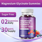Magnesium Glycinate Gummies 1000mg, Sugar Free Magnesium Supplement with Potassium, Vitamin D, B6, CoQ10 for Sleep Support, Stress & Muscle Relief - 60 Mixed Berry Flavored Gummies