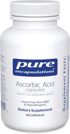 Pure Encapsulations Ascorbic Acid Capsules - 1,000 mg Vitamin C - Antioxidant & Immune Support* - High-Potency Vitamin C - Vegan & Non-GMO - 90 Capsules