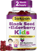 Sakoon nutrition Elderberry & Black Seed Oil Gummies for Kids, Immune Support, with Vitamin C and Zinc, Delicious Berry Flavor, 60 Gummies
