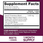 Qunol Blood Pressure Support, 3 in 1 Beets + CoQ10 + Grape Seed Extract, Beet Root Capsules that Supports Healthy Blood Circulation & Heart Healthy Energy, 60 Count (Pack of 2)