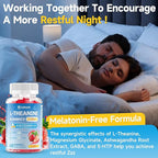 L-Theanine Gummies for Kids & Adults, L Theanine Supplement with Magnesium Glycinate, Ashwagandha, GABA, 5HTP for Calm, Relax, Zzz & Focus Support, Vegan Strawberry Flavor, 60 Count