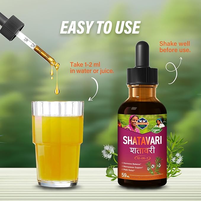 Shatavari (Shitabari) Root Extract Liquid Drops for Women Menopause Support & PMS Relief. All-in-1 Herbal Supplement Tincture for Female Balance w/Dong Quai & Black Cohosh.2oz