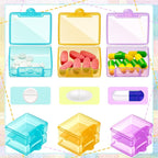 6 Packs Pocket Tiny Pill Case Single Daily Small Pill Container Travel Medicine Holder Cute Portable Personal Medicine Dispensers Organizers for Purse Pills Vitamin Supplements(Orange/Purple/Green)