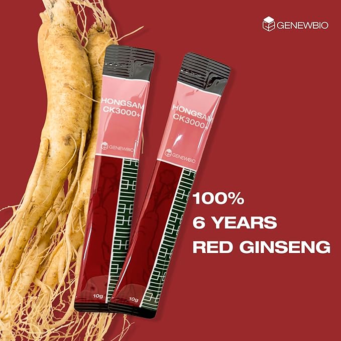 CK3000+ 6 Year Old Panax Red Ginseng Extract 100% 3000mg per Stick, High Ginsenoside (30mg), No Sugar, No Additives, Fermented Korean Red Ginseng, Energy & Immune Support, 30 Sticks