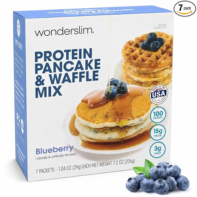 Wonderslim Protein Pancake & Waffle Mix, Blueberry, Low Sugar & Low Calorie (7ct)