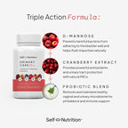 SELF NUTRITION UTI D Mannose with Cranberry & Probiotics for Women | 3 in 1 Supplement, Supports Urinary Tract Health & PH Balance | Effective & USA Made | Vegan, Non-GMO (60 Capsules)
