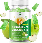 Potassium Gummies 1000mg for Adults & Kids, High Dose Potassium Gluconate Supplement Potassium Gluconate Gummies Support Muscle Cramps Electrolyte Balance, Apple Flavor 60 Count