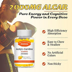 2 Pack Acetyl L-Carnitine Gummies, L-Carnitine Supplement for Women & Men, Nutrition Supplement for Boost Energy, Immunity & Brain Health, Vegan, Non-GMO, Mango Flavor, 120 Count