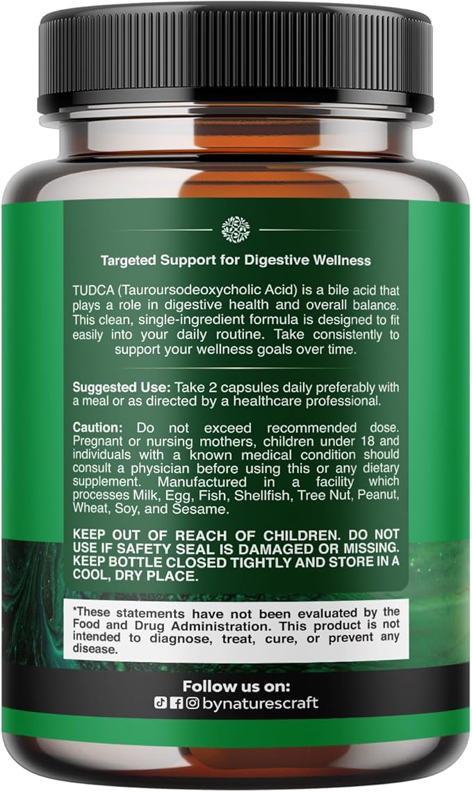 Advanced Bile Salt TUDCA Supplement-Extra Strength TUDCA 500mg per Serving Bile Salts for Gallbladder Kidney and Liver Support-High Purity Tauro Ursodeoxycholic Acid Liver and Gallbladder Cleanse 60ct