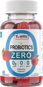 YUM-V'S Sugar Free Probiotic Gummies - Probiotics for Men & Women to Help Support Digestive Function – Adults & Kids Probiotic with 5 Billion CFU Bacillus Coagulans – Vegan & Gluten-Free (60 Count)