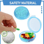 4 Pcs Mini Pill Organizer Small Pill Box Cute Portable Pill Case for Pocket Purse Travel Storage Containers Earplug Case Medicine Dispenser Vitamin Holder (4 Blue)