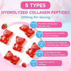 2 Pack Collagen Peptide Gummies for Women & Men, Collagen Protein Type I,II,III,V,X with Biotin Vitamin C, D, Hydrolyzed Collagen Supplement for Skin, Hair, Nails, Raspberry Flavor, 120 Count
