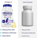 OmegaVia Prenatal DHA 600mg | Fish-Free Omega-3 Supplement | Supports Baby’s Brain, Eye & Nervous System Development | Safe for Pregnancy & Lactation | 30 Easy-to-Swallow Softgels