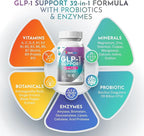 GLP-1 Support Supplement for Weight Loss - 32-in-1 with Probiotics for Fat Burn Boost Metabolism & Gut Health - Natural Daily Oral GLP1 Support for Women & Men - Vegan Gluten Free